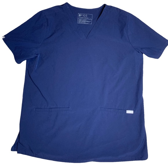 Figs Tops - FIGS Womens Size Large Navy Blue Scrub Top Casma Three Pocket Shirt W21SW1031